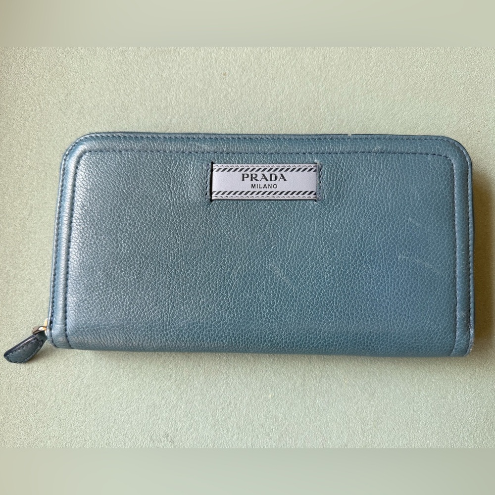 Prada Teal Zipper Wallet